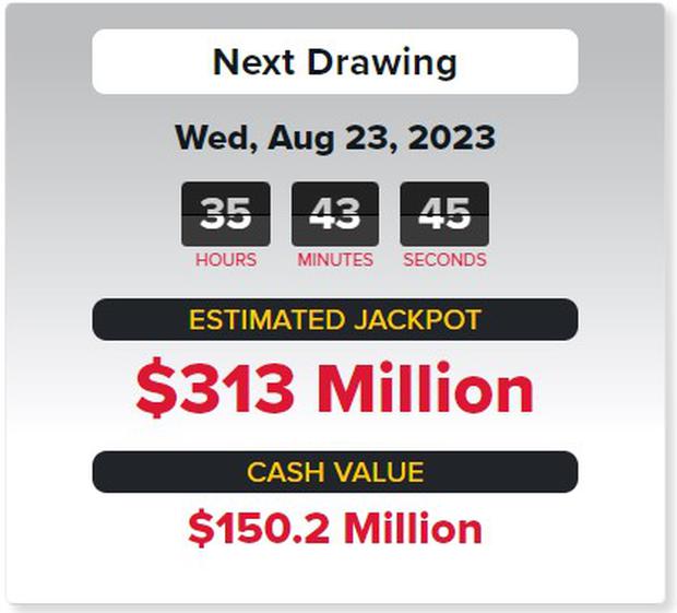 The Powerball jackpot for Wednesday August 23 (Photo: Powerball)
