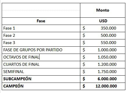 Premios repartidos en la Copa Libertadores 2019. (Fuente: Conmebol)