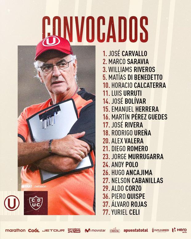 Lista de convocados de Universitario de Deportes. (Foto: Twitter)