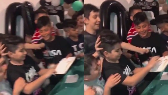 Un video viral muestra la "curiosa" venganza de un niño hacia quienes le jugaron la broma de enterrarle el rostro en su pastel de cumpleaños. | Crédito: @CarlaRendon / Twitter