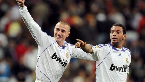 Marcelo y Fabio Cannavaro jugaron junto en Real Madrid durante tres temporadas. (Foto: AFP)