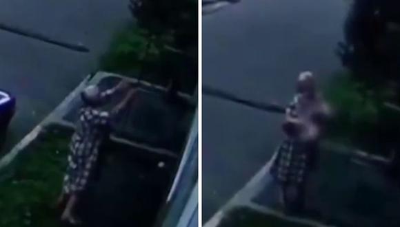 Bebe cae desde lo alto de un edificio y una anciana lo atrapa (VIDEO) 