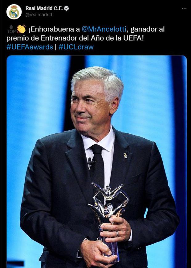 El Real Madrid felicitó a Carlo Ancelotti.  (Foto: Twitter)