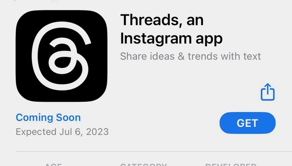 THREADS | El aplicativo ya cuenta con una fecha oficial de lanzamiento. (Foto: App Store)