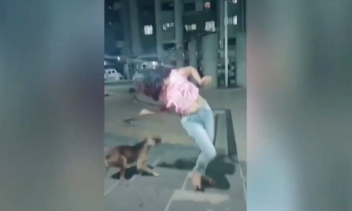 Baile de mujer se hace viral por cómo terminó reto en la calle. (TikTok/Captura)