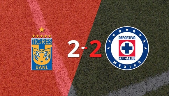 Tigres y Cruz Azul firman un empate en dos