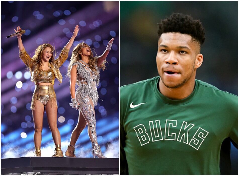 Giannis Antetokounmpo reveló haber estado en problemas por Shakira y JLo en el Super Bowl. (Getty)