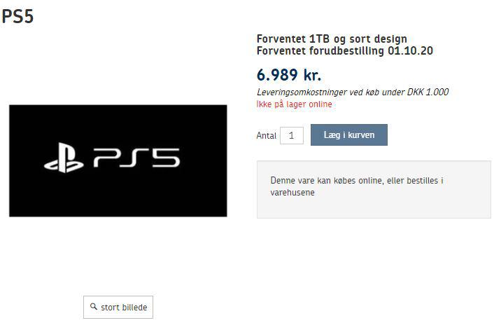 Precio de la PlayStation 5 estaría por arriba de los 1000 dólares según tienda danesa. (Foto: captura)