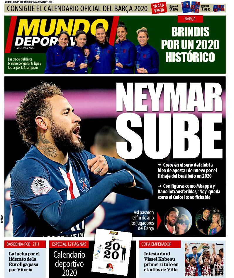 La portada de 'Mundo Deportivo' sobre Neymar.