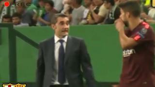 Lo sacaron y no le gustó: la pataleta de Suárez en la cara de Valverde al ser cambiado en Champions League