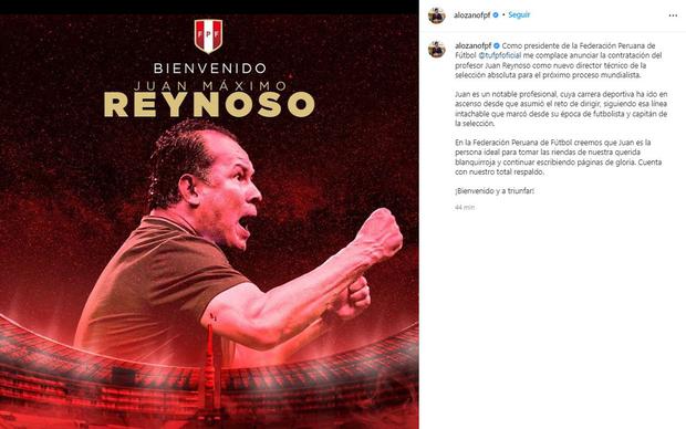 Agustín Lozano recibió a Juan Reynoso.  (Foto: Instagram)
