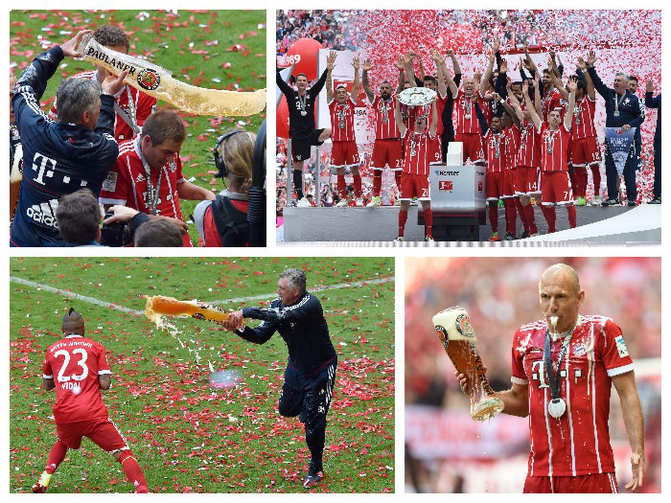 Bayern Munich festejó a lo grande el quinto título consecutivo en la Bundesliga. (Agencias)
