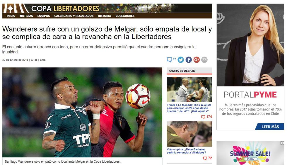 Melgar: así informó la prensa chilena sobre el empate ante Santiago Wanderers por Copa Libertadores