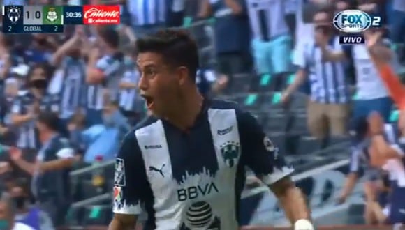 Gol de Maximiliano Meza para el 1-0 del Monterrey vs. Santos Laguna por la Liguilla MX (Foto: FOX Sports 2)