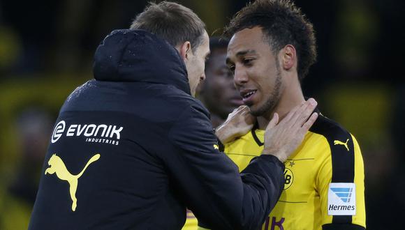 Aubameyang y Tuchel coincidieron por dos años en Dortmund. (Foto: AFP)
