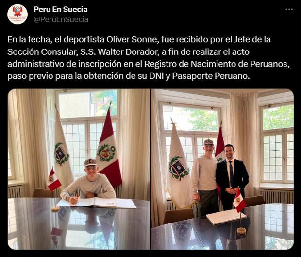 Oliver Sonne inició sus trámites para la obtener el DNI y pasaportes peruanos. (Foto: Twitter)