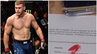 ¡No juega con su trabajo! Peleador de UFC firmó con sangre el contrato de su próxima pelea en el octágono