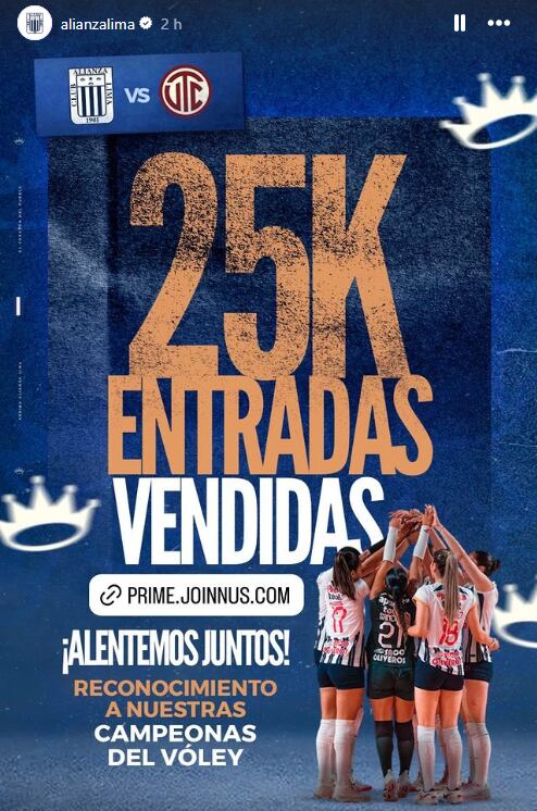 Alianza Lima vendió 25 mil entradas para partido con UTC. (Foto: Instagram)