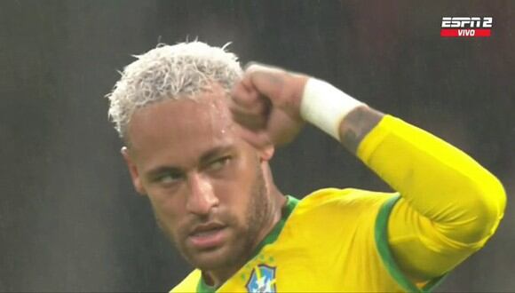 El gol de Neymar desde la pena máxima para el 1-0 de Brasil vs Japón. (Foto: captura ESPN)