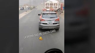 Soberbio es poco: camionero troleó a patrullero y le pidió ‘avanzar’ para dejarlo pasar [VIDEO]