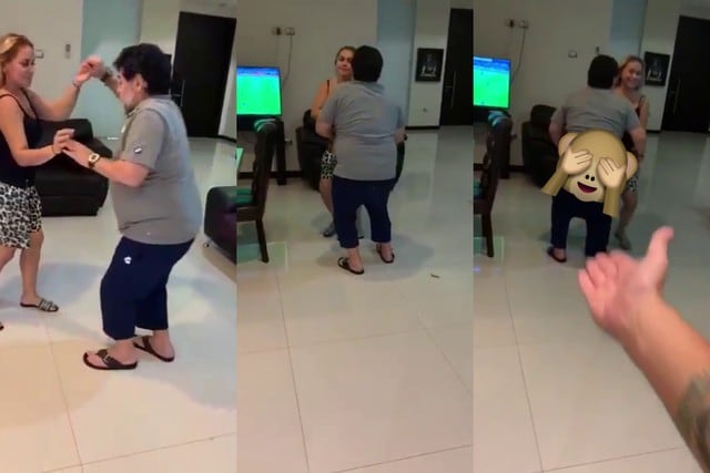 Diego Maradona volvió a ser el centro de atención en redes sociales tras la difusión de unas imágenes de sus peculiares pasos de baile al ritmo de una conocida canción. (Fotos: Telemundo Deportes en Facebook)
