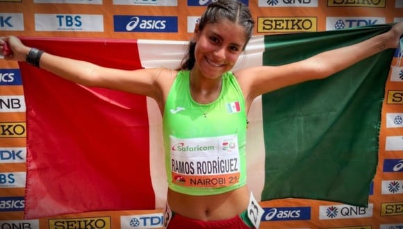 Sofía Ramos Rodríguez ganó el oro en los 10 km en el Mundial de atletismo. (Foto: Captura/Fox Sports MX)