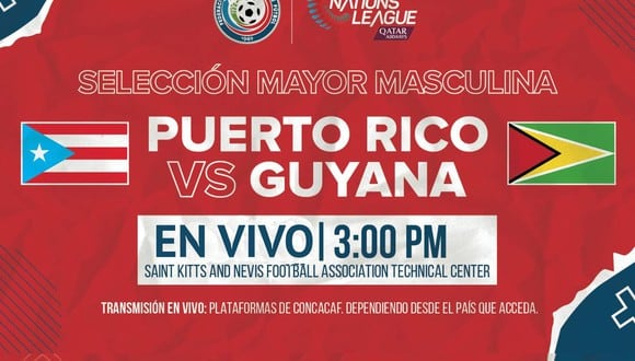 Lista de canales de TV para seguir el Puerto Rico vs. Guayana en vivo y en directo este sábado 14 de octubre por la Liga de Naciones de la Concacaf. (Foto: Twitter / FPFPuertoRico)