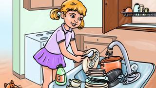Reto viral imposible: encuentra el error en el test visual de la niña lavando platos [FOTO]