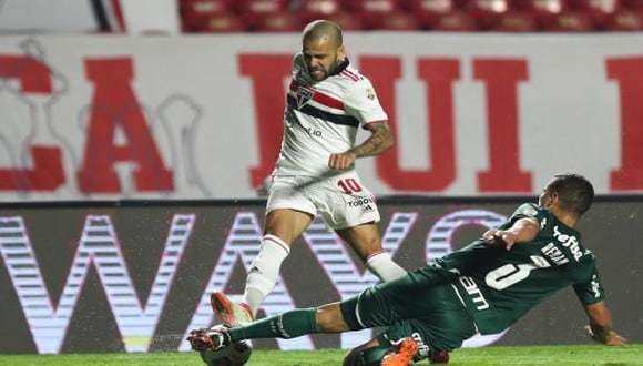 Sao Paulo y Palmeiras igualaron 1-1 en el duelo de ida por cuartos de final de Copa Libertadores 2021. (Foto: Twitter)