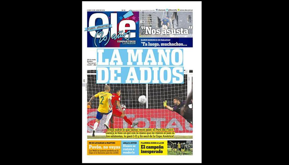 Perú vs. Brasil. La portada del diario Olé. (Internet)