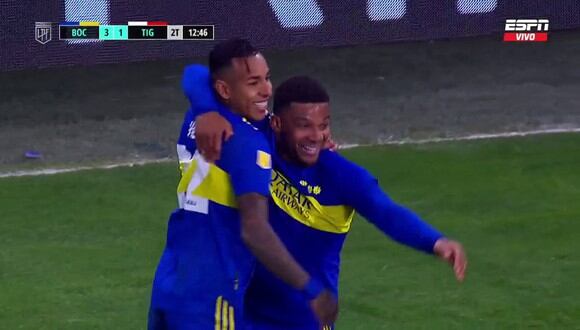 Goles de Boca Juniors vs. Tigre en la Bombonera. (Foto: Captura ESPN)