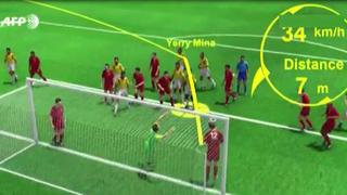 Da la vuelta al mundo: el gran salto de Yerry Mina que acabó en gol fue medido [VIDEO]