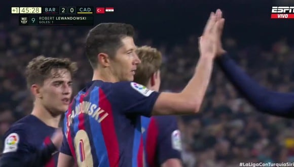 Lewandowski anotó el 2-0 en partido entre Barcelona y Cádiz por LaLiga