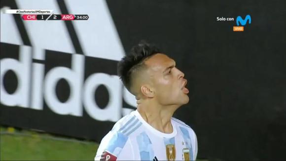 El objetivo de Lautaro Martínez es vencer 2-1 a Argentina.  Chile.  (Fuente: Movistar Deportes)